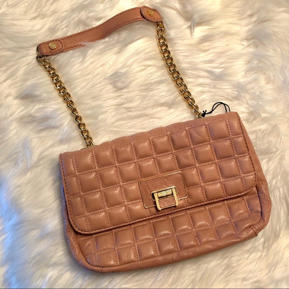 Antonio Melani Quilted Leather Blush Handbag